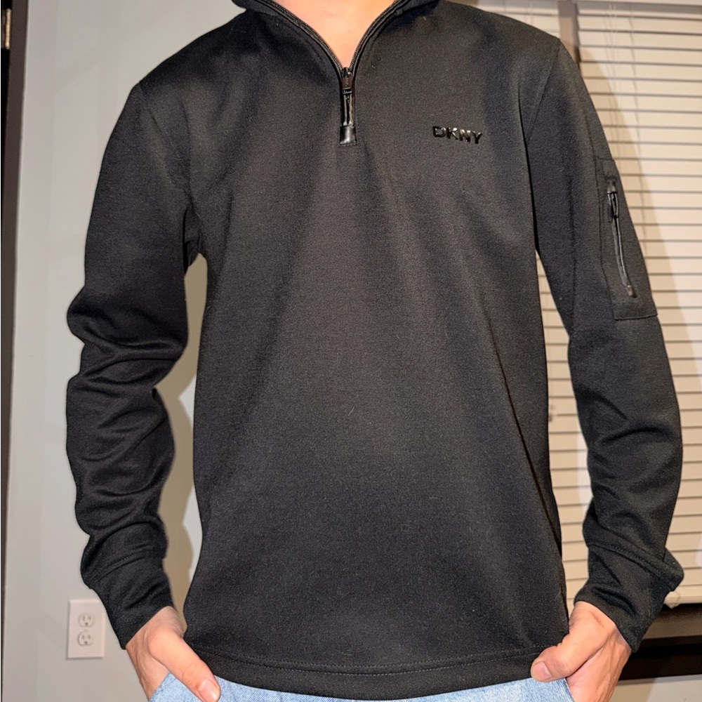 DKNY Men's Zip-Up Black Sweater